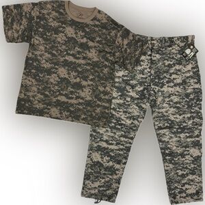 ACU Digital Camo BDU Military Cargo Pants & T-Shirt SET | 2XL Reg NWT